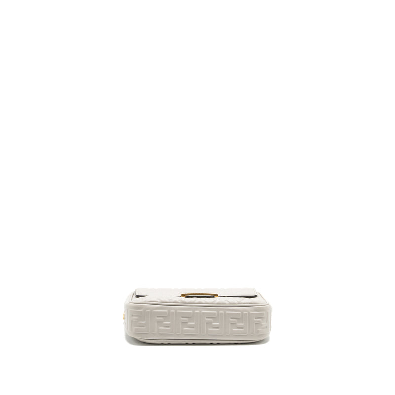 Fendi Medium Baguette Bag FF Embossed Nappa Grey GHW