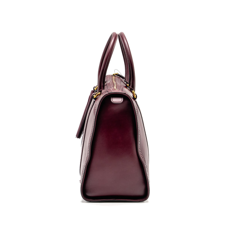 Gucci Vintage Duilio Brogue Boston Bag Calfskin Burgundy GHW