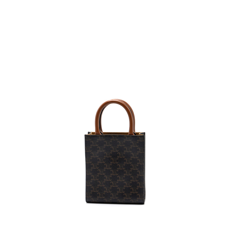 CELINE MINI VERTICAL CABAS TRIOMPHE CANVAS BROWN GHW
