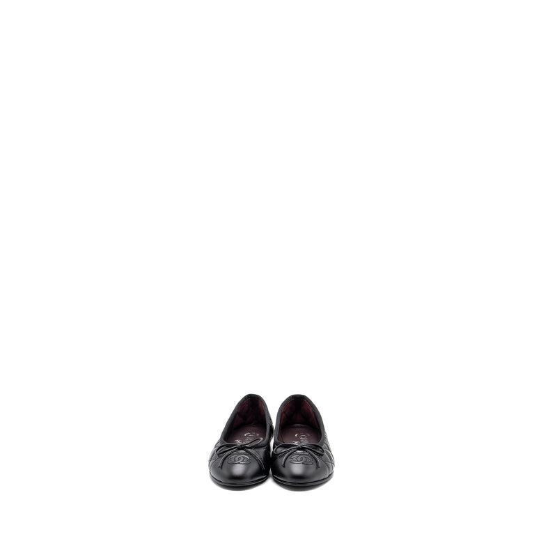 Chanel Size 34 Ballerina Quilted flat Shoes Calfskin Black