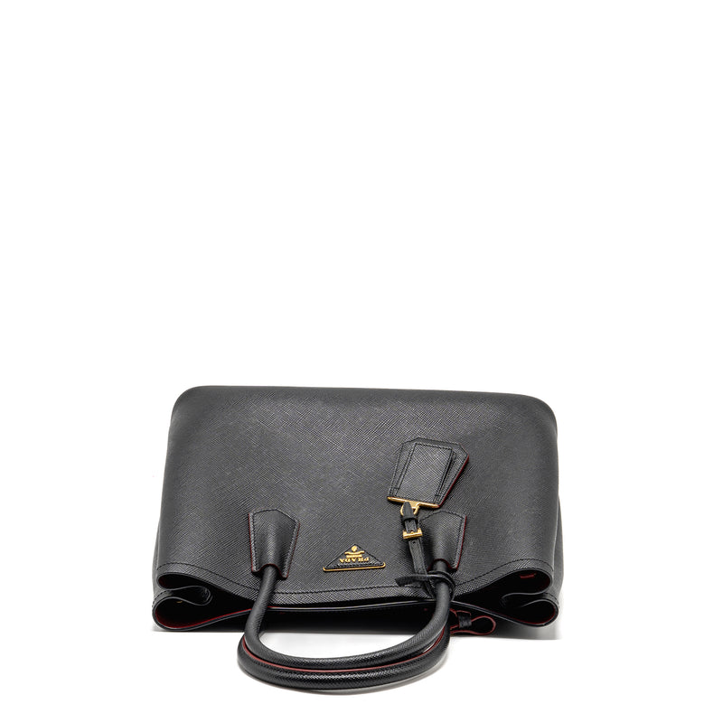 Prada double bag Saffiano calfskin black GHW