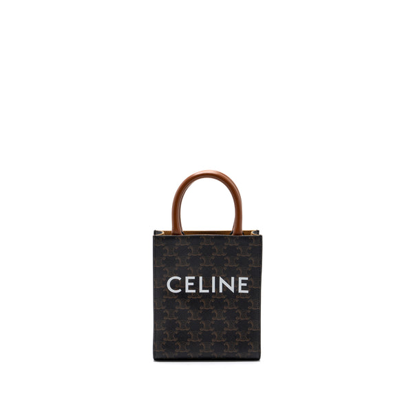 Celine - Mini Vanity Case in Triomphe Canvas and Calfskin Leather - Brown - for Women