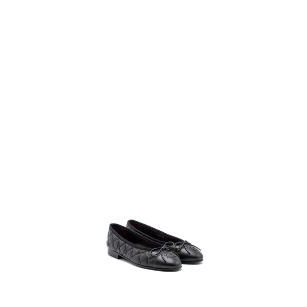 Chanel Size 34 Ballerina Quilted flat Shoes Calfskin Black