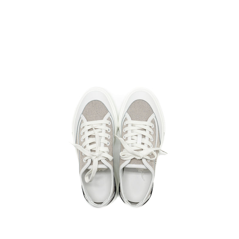 Hermes Size 37 Get Sneaker Cotton Prunoir / Blanc