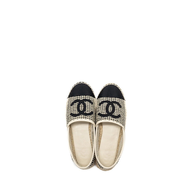 Chanel Size 36 21P Espadrilles Mesh/Grosgrain Beige/black