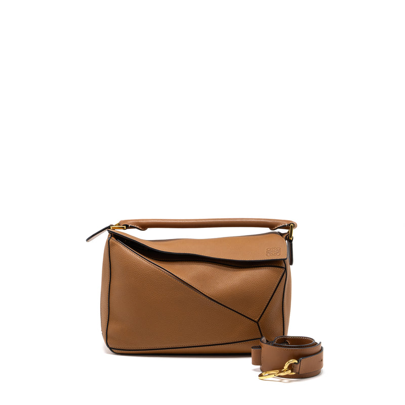 Loewe Medium Puzzle Bag in Grained Calfskin Gold GHW