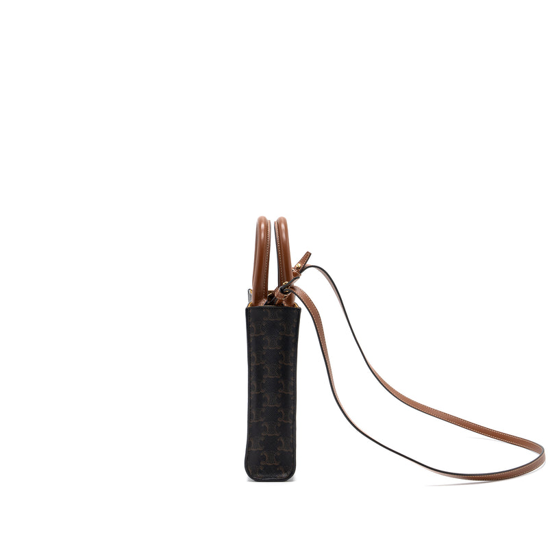 CELINE MINI VERTICAL CABAS TRIOMPHE CANVAS BROWN GHW