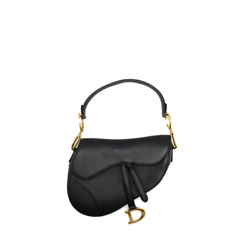 Dior Medium Saddle Bag Grained Calfskin Black GWH