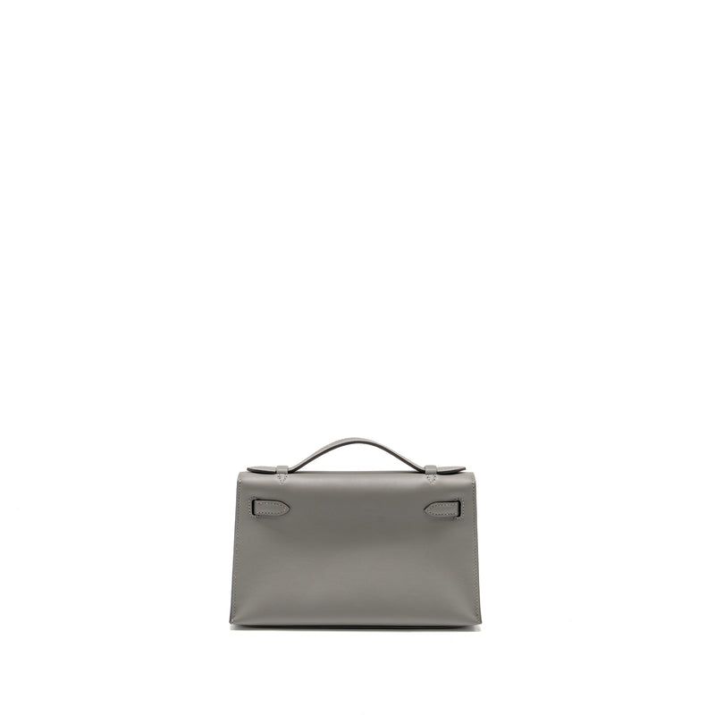 Hermes Kelly Pochette Swift Gris Meyer GHW Stamp W