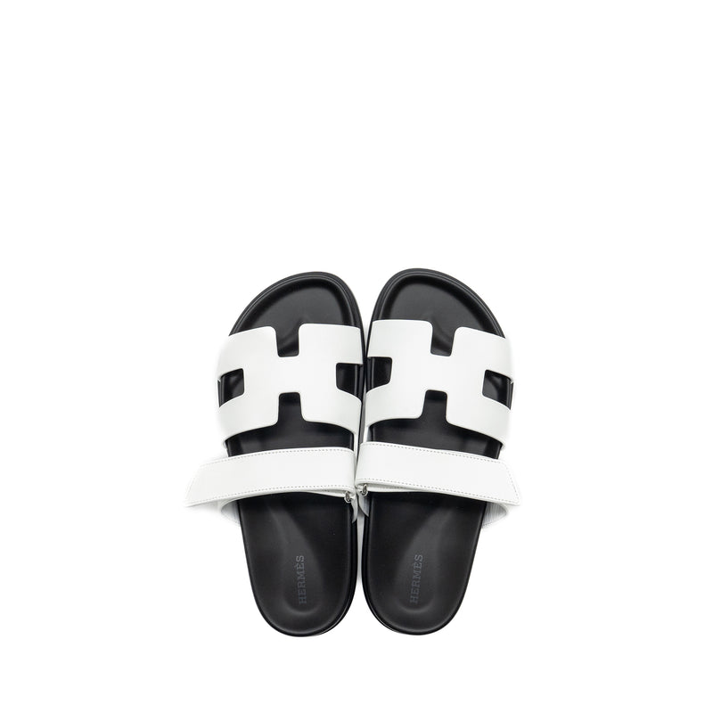 Hermes Size 39 Chypre Sandals White/Black