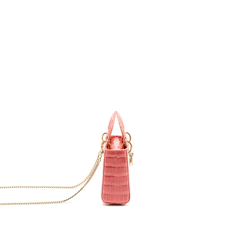 Dior Mini Lady Dior Crocodile Pink LGHW