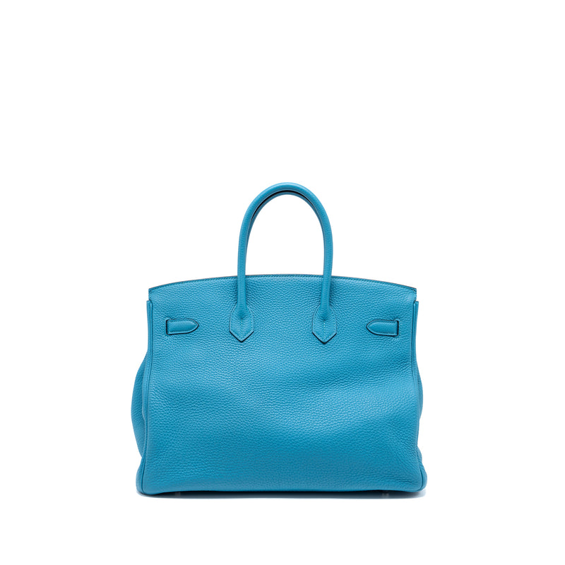 Hermes Birkin 35 Togo Turquoise Blue SHW Stamp Square R