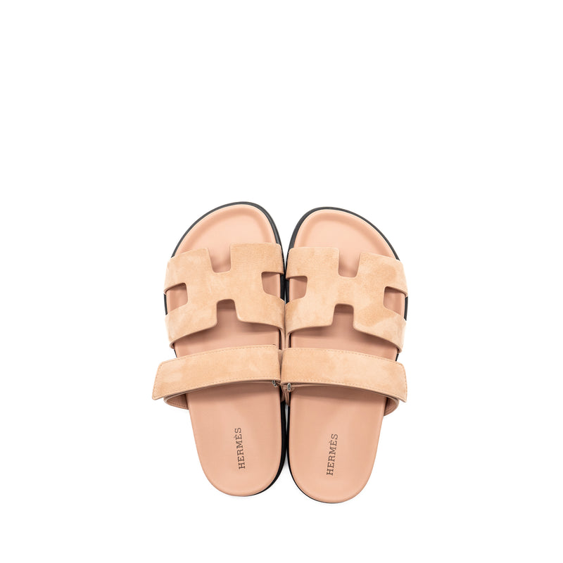 Hermes Size 37 Chypre Sandals Chèvre Goatskin / Suede Nude