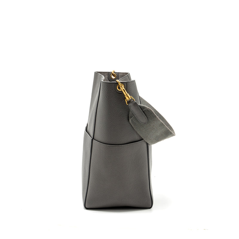 Celine Sangle Bucket Bag Grained Calfskin Grey GHW