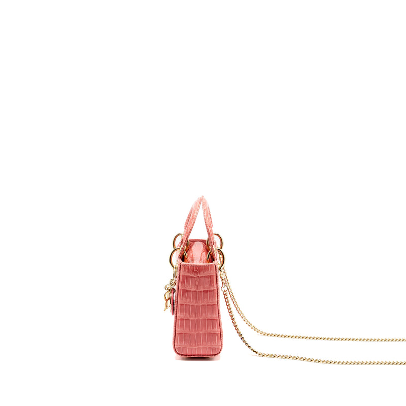 Dior Mini Lady Dior Crocodile Pink LGHW