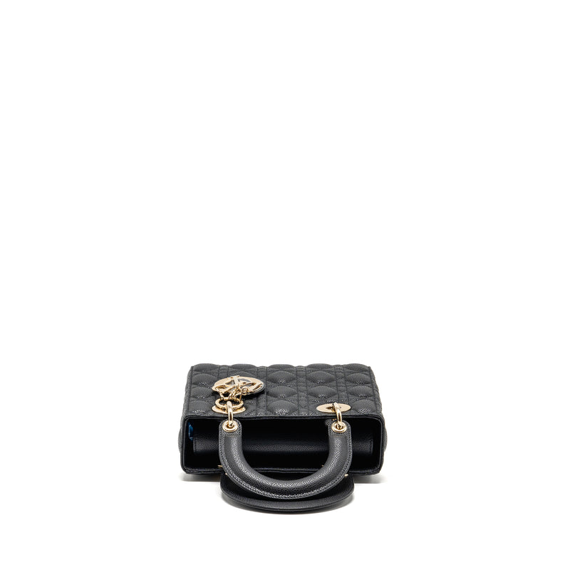 Dior Small Lady Dior Bag Grained Cannage Calfskin Black LGHW