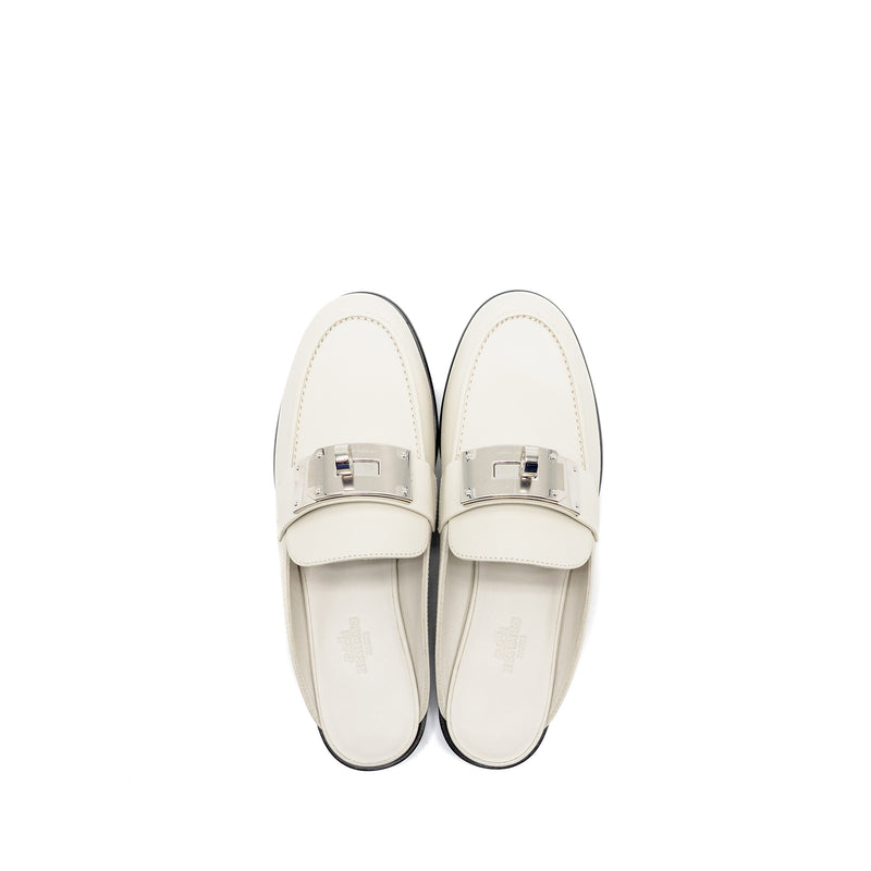 Hermes Size 37 Lota Mule Calfskin Blanc De Paris SHW