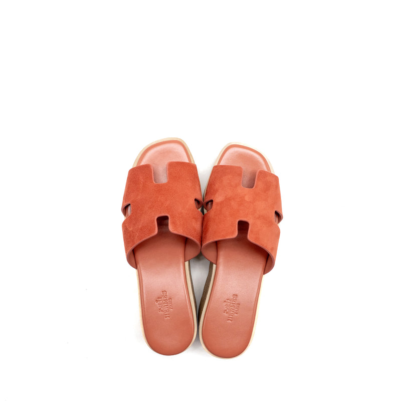 Hermes Size 36 Eze 30 Sandal Leather/Rubber/Cork Rouge Tomette