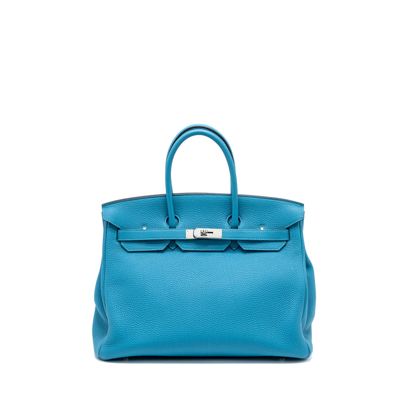 Hermes Birkin 35 Togo Turquoise Blue SHW Stamp Square R