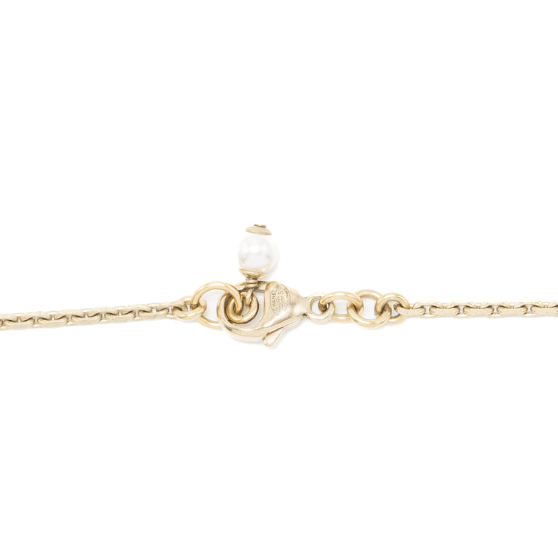 Chanel No.5/Star/CC Logo Dropped Crystal Necklace Light Gold Tone