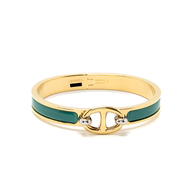 Hermes size PM Mini Clic Chaine d'Ancre bracelet vert Bluetu GHW