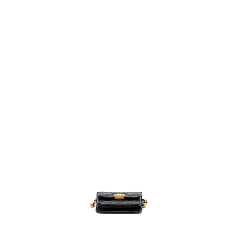 Chanel 21A Gold Crush coin purse with Chain Calfskin Black GHW