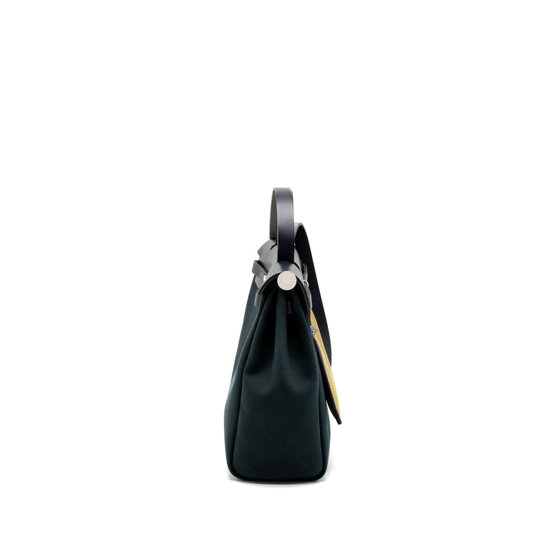 Hermes Herbag 31 Zip Bag Canvas/Vache Hunter Vert Cypres/Vert Olive/Blue Indigo SHW Stamp Z