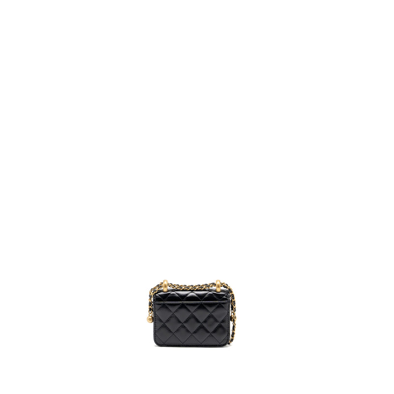Chanel 21A Gold Crush coin purse with Chain Calfskin Black GHW
