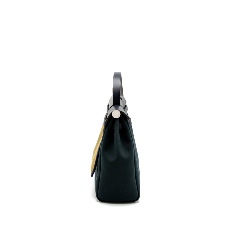 Hermes Herbag 31 Zip Bag Canvas/Vache Hunter Vert Cypres/Vert Olive/Blue Indigo SHW Stamp Z