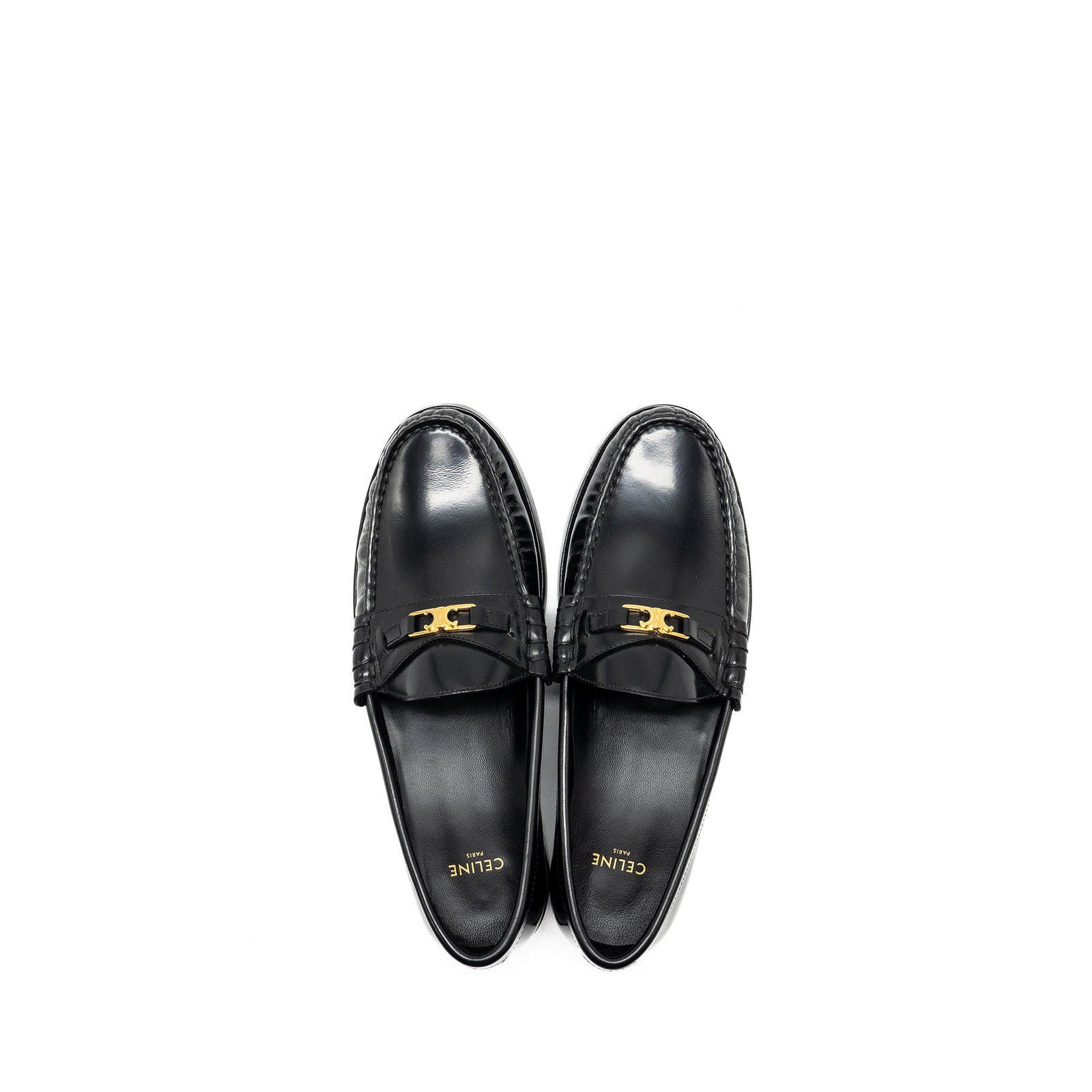 CELINEセリーヌ黒ミュール37ハーフ24cm箱付き CELINE クレメンス ミュール / ラムスキン & パテントカーフ