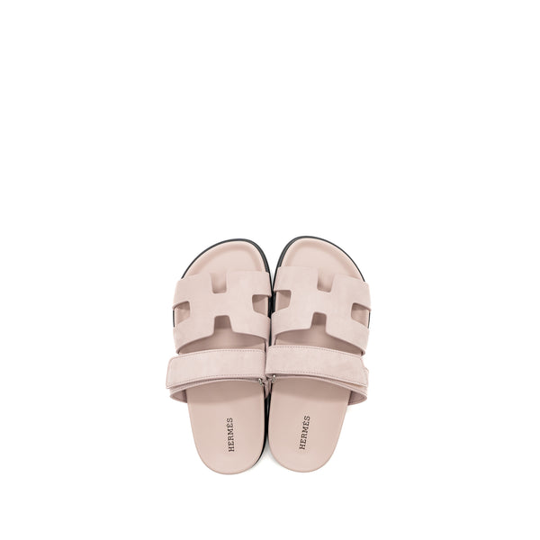 Hermes size 36.5 chypre sandals suede / mauve pale