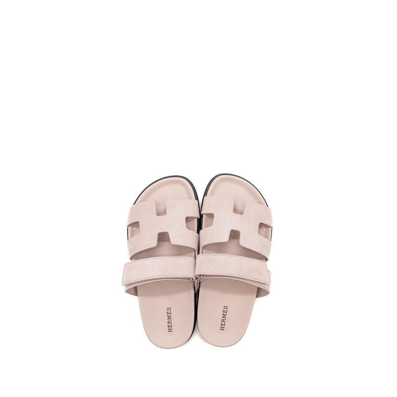 Hermes size 36.5 chypre sandals suede / mauve pale