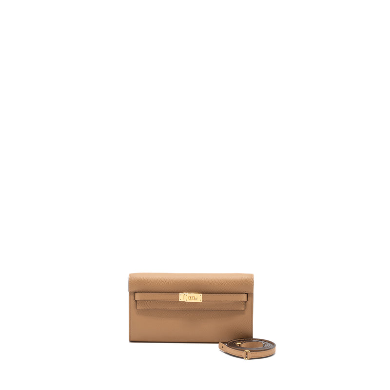 Hermes Kelly To Go Epsom Chai/ Mauve Sylvestre GHW Stamp B