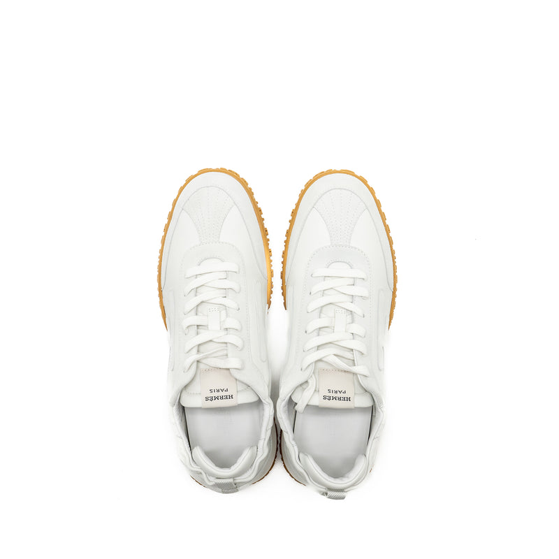 Hermes Size 43 Jet Sneaker Nappa/Suede Goatskin Blanc