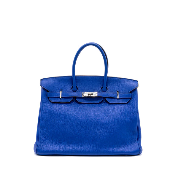 Hermes birkin 35 clemence blue electric SHW stamp square O