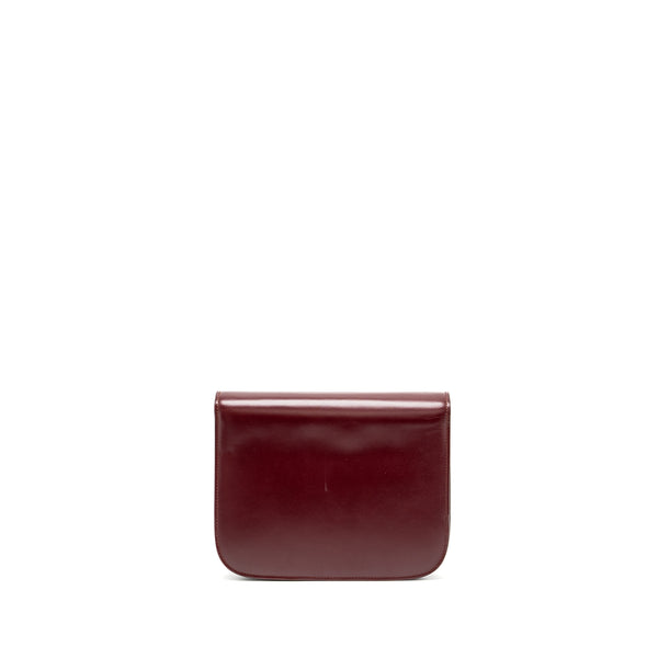 Celine Medium Classic Box Bag Calfskin Dark Red GHW