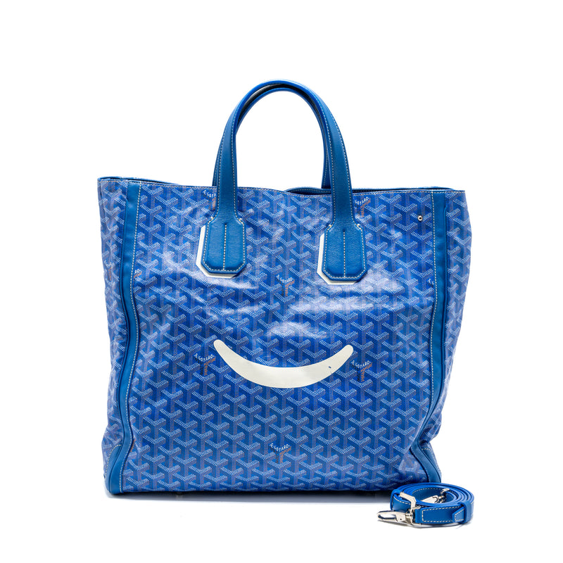 Goyard Voltaire smile tote Goyardine Canvas /calfskin blue/multicolour SHW