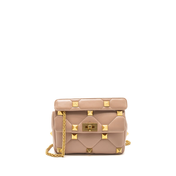 Valentino Medium Roman Stud Shoulder Bag Nappa Poudre GHW
