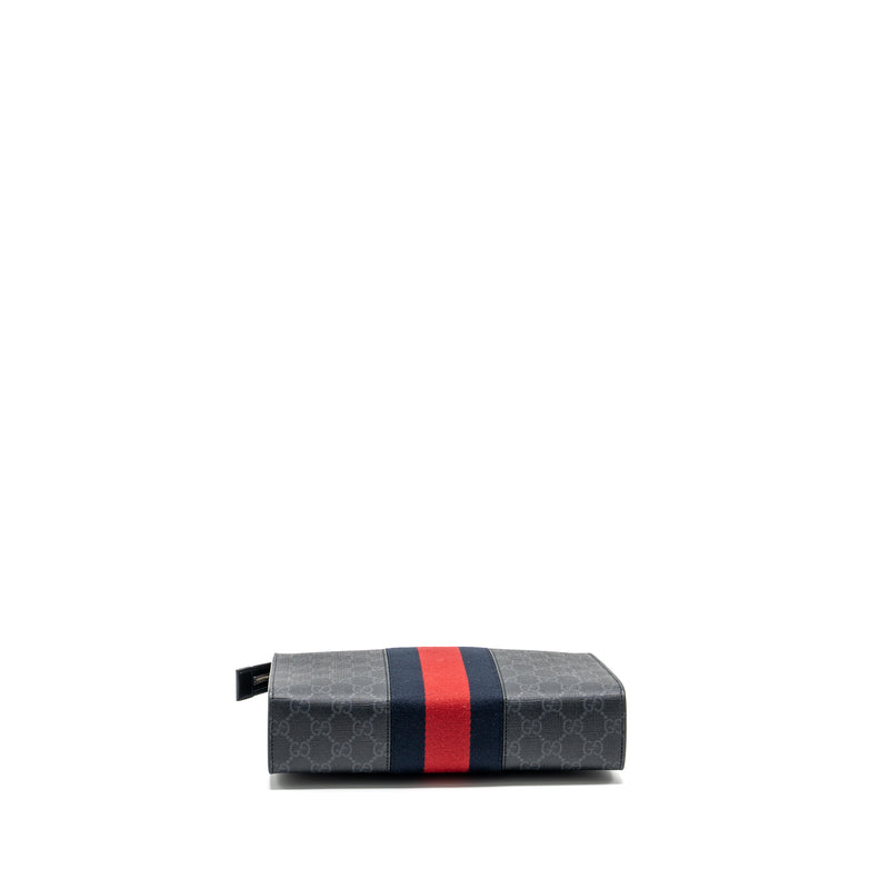 Gucci GG Supreme Canvas / Leather Zip Clutch Black/ Multicolour SHW