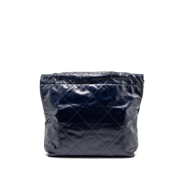 Chanel Small 22 bag calfskin dark blue GHW (microchip)