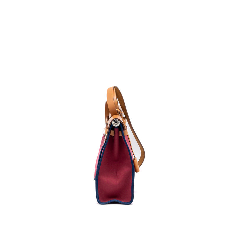 Hermes Herbag 31 Zip Bag Canvas/Hunter Leather Multicolour SHW Stamp Square R
