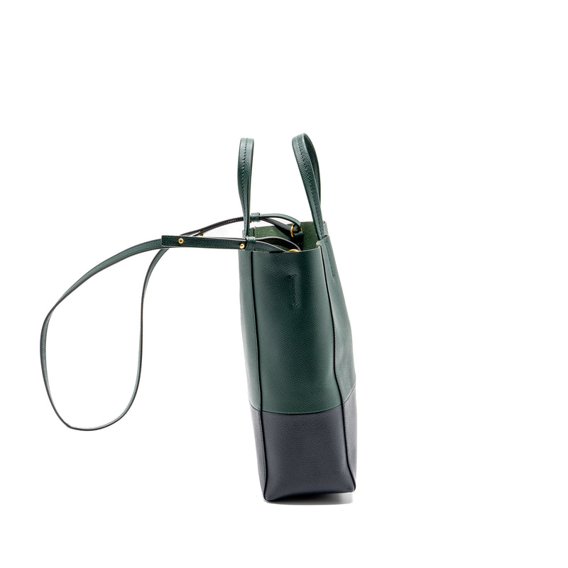 Celine vertical cabas calfskin green / navy GHW