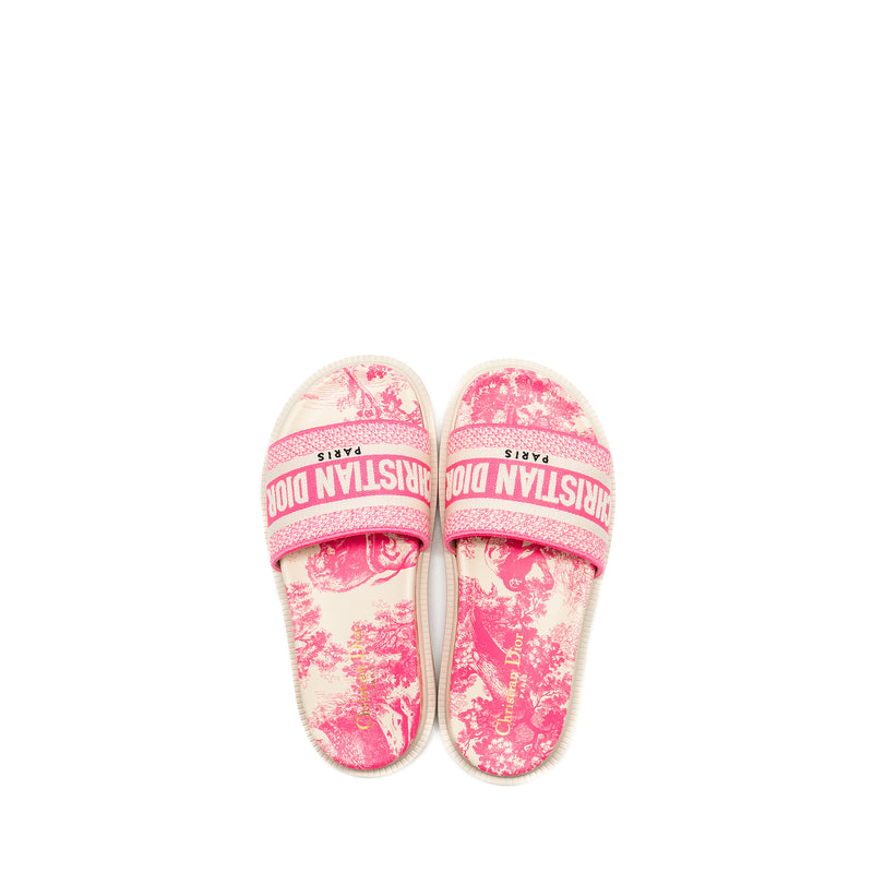 Dior size 37.5 Sandals Embroidered Cotton/ Rubber Pink