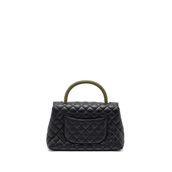 Chanel Medium Coco Handle Caviar / Lizard Handle Black Ruthenium Hardware