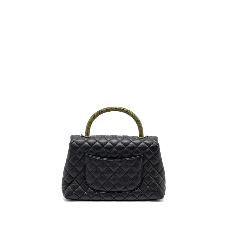Chanel Medium Coco Handle Caviar / Lizard Handle Black Ruthenium Hardware