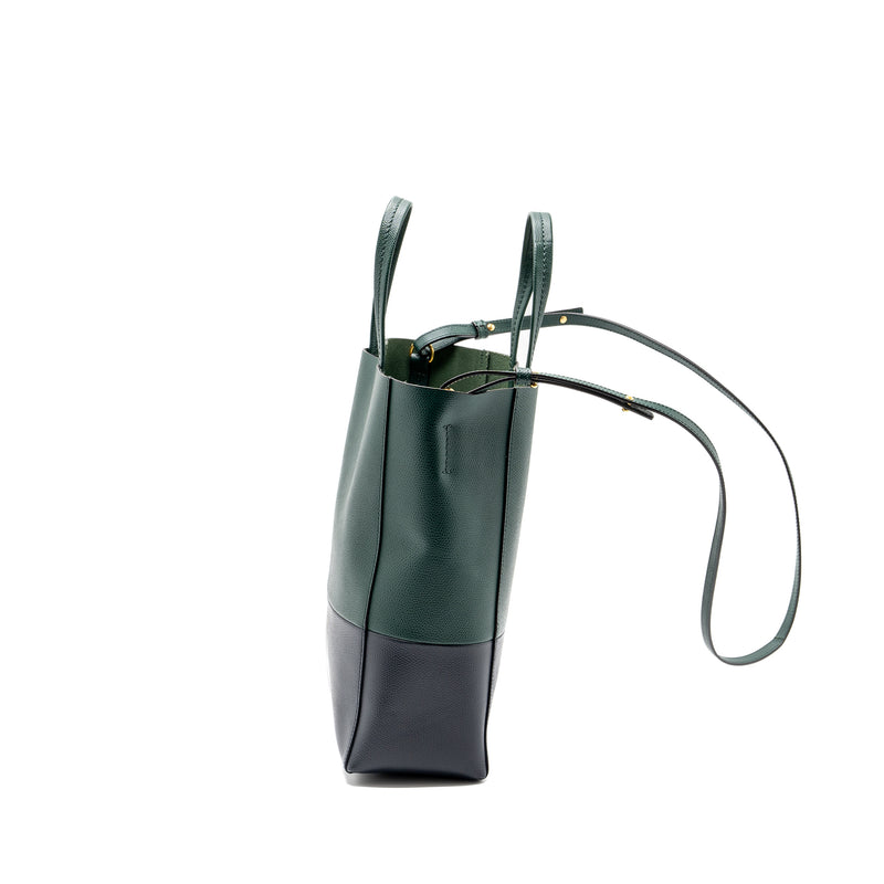 Celine vertical cabas calfskin green / navy GHW