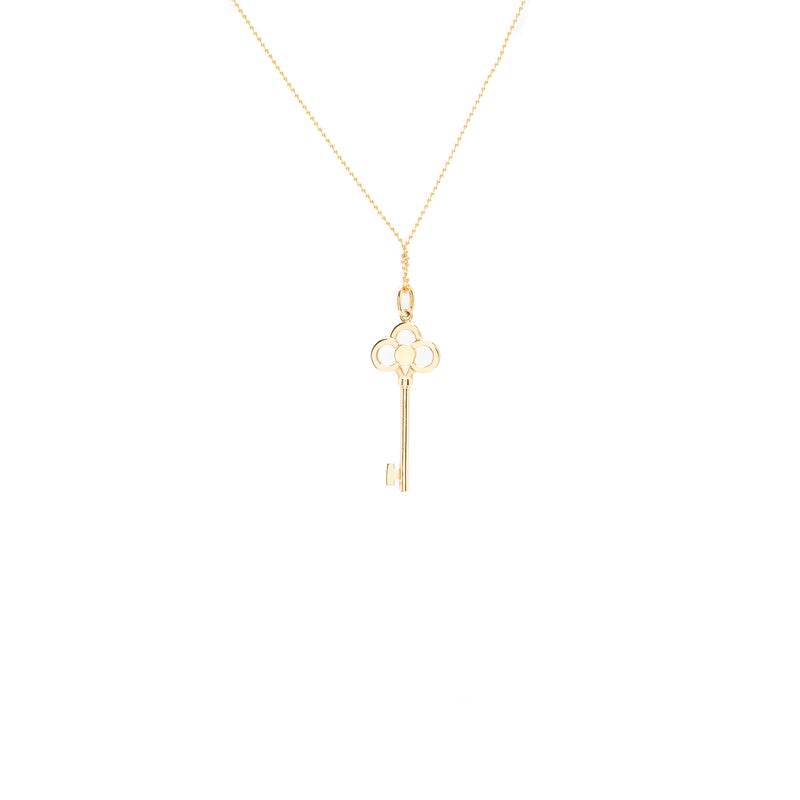 Tiffany Crown Key Pendant with 20 Inch Chain Rose Gold Diamonds