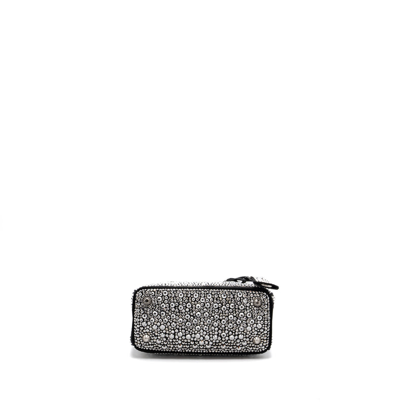 Prada Galleria Satin Mini Bag With Crystal Black SHW