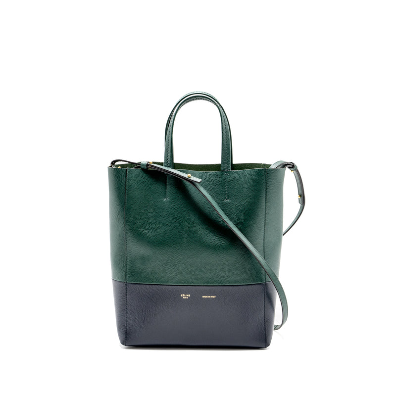 Celine vertical cabas calfskin green / navy GHW