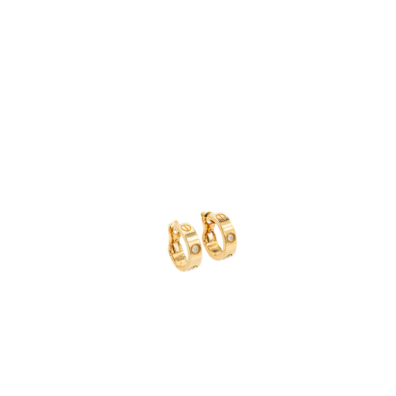 Cartier love earrings yellow gold, 2 diamonds